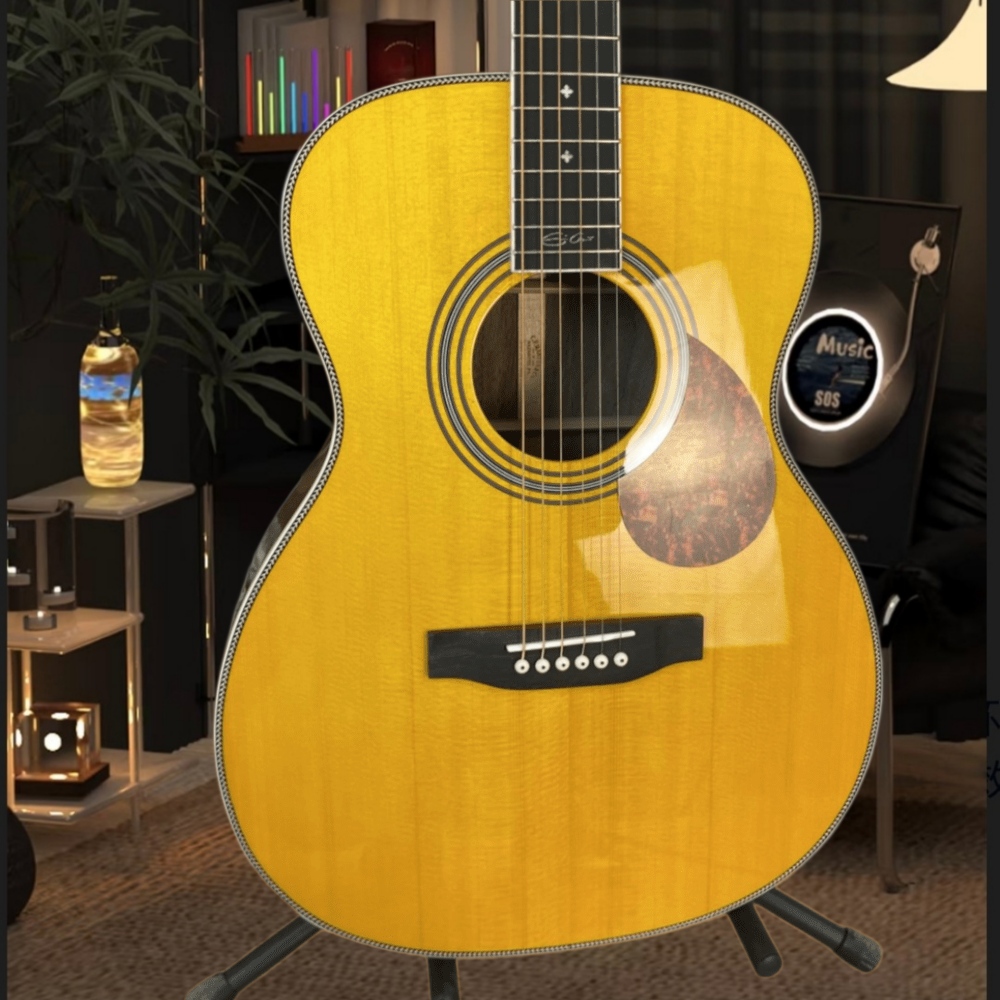 6줄과 가드 플레이트가 있는 수제 노란색 어쿠스틱 기타 - Musical Instrument For Beginners 리뷰 및 가격