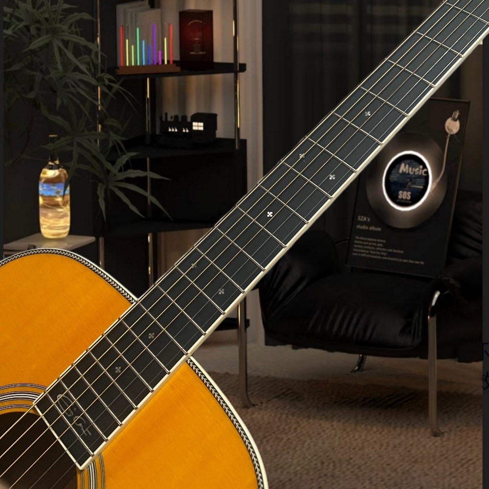6줄과 가드 플레이트가 있는 수제 노란색 어쿠스틱 기타 - Musical Instrument For Beginners 리뷰 및 가격