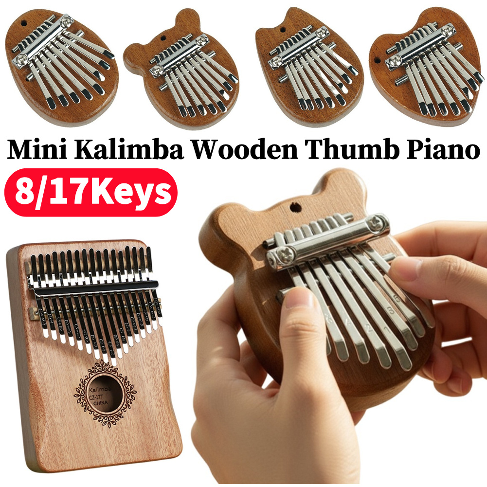 8/17키 미니 나무 칼림바 고품질 정교한 손가락 엄지 - Musical Instrument For Beginners 리뷰 및 가격