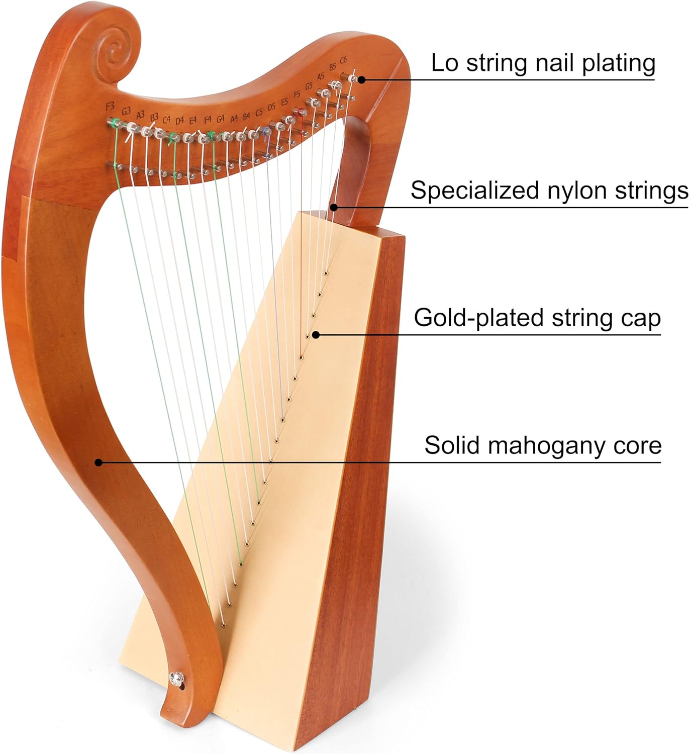 15 19 현 미니 하프 Lyre 피아노 단단한 나무  - Musical Instrument Harp 리뷰 및 가격